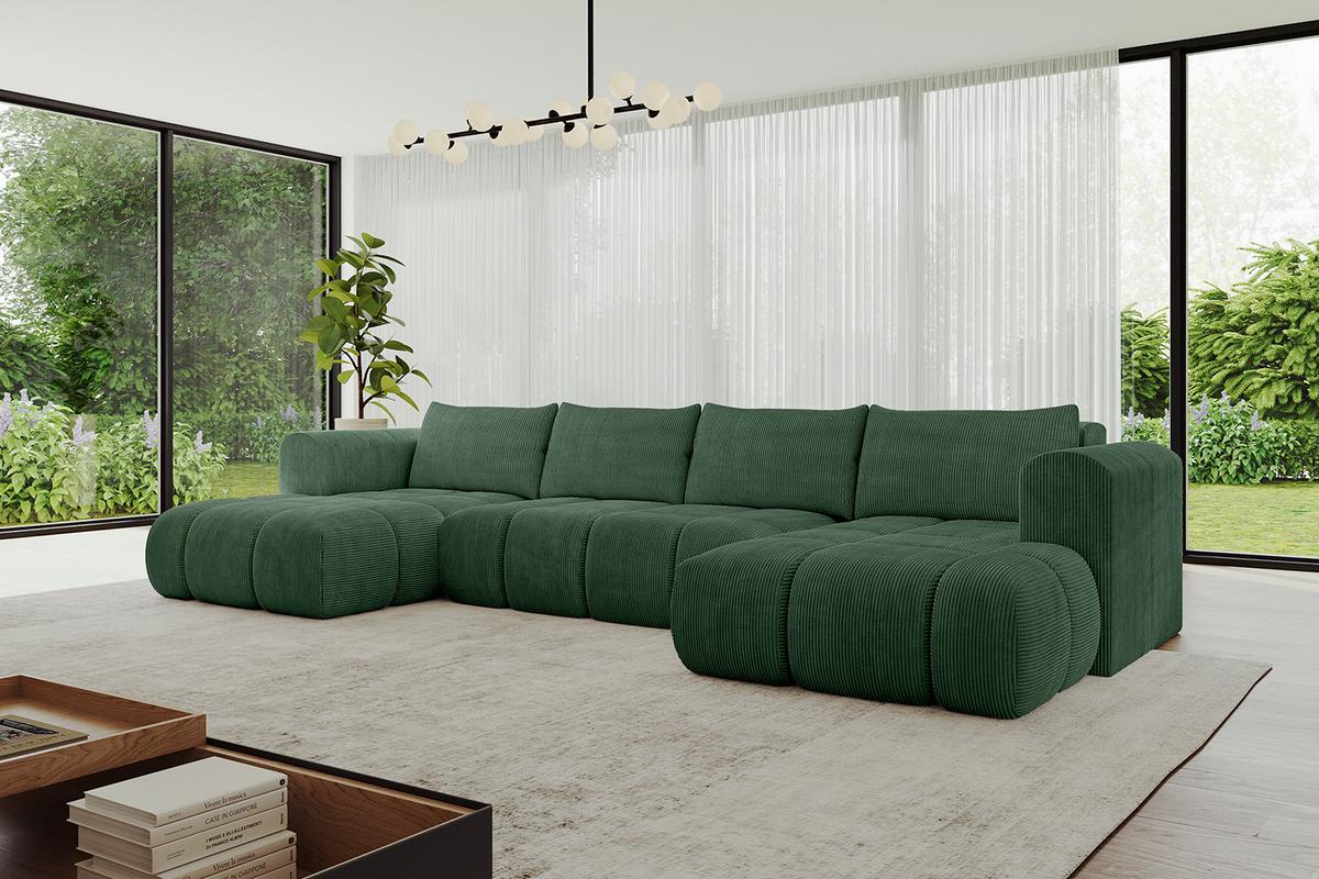 WOHNLANDSCHAFT CLOUD-U 405x185x90 Grün Cord - Grün, Holzwerkstoff/Kunststoff (405/90/185cm) - ALTDECOR