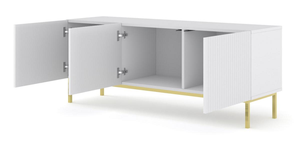 TV LOWBOARD Weiß, Weiß, Gold 150/58/42 - Weiß, Holzwerkstoff (150/58/42cm) - RAUMHIRSCH FURNITURE