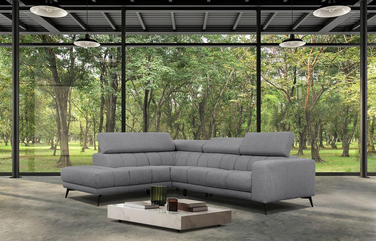 ECKSOFA MORELLO 5-Sitzer, grau - Schwarz/Grau, Holzwerkstoff/Textil (158/269cm) - Wozimo