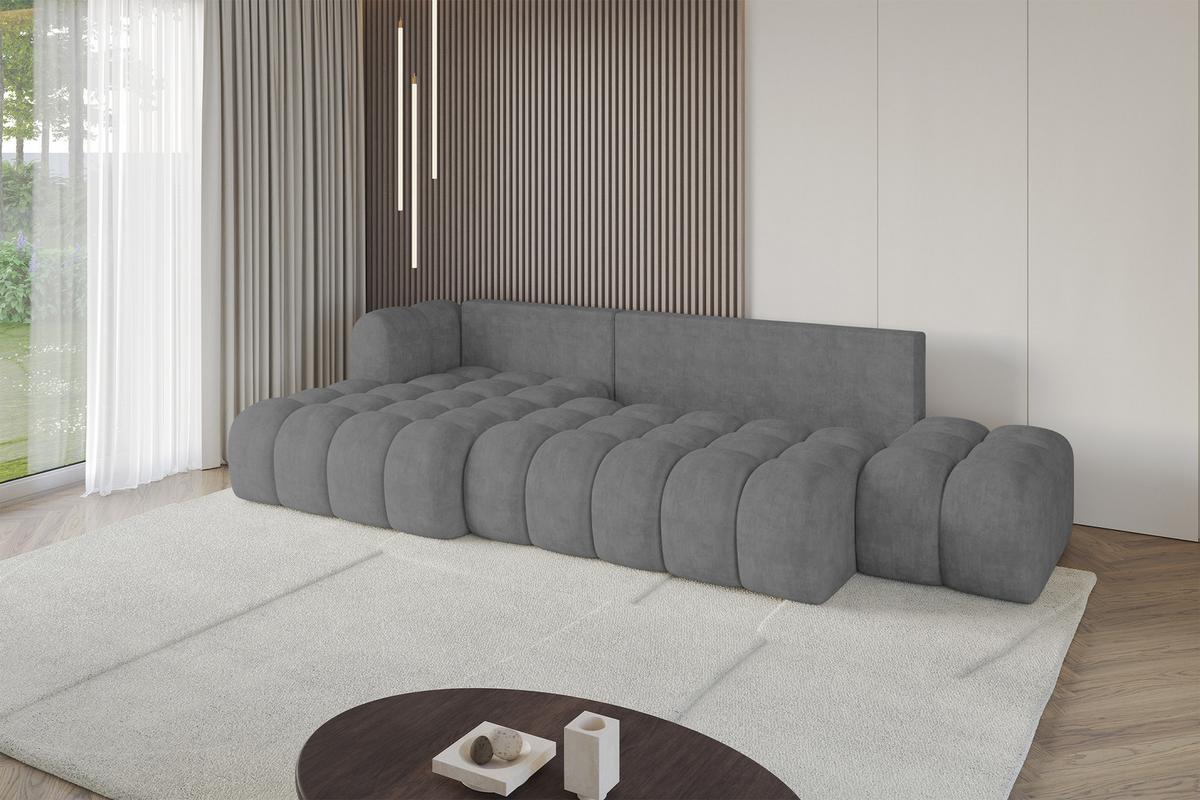ECKSOFA mit Schlaffunktion Ottomane Links OLEA-L2 321x164x75 Grau Velours - Anthrazit/Schwarz, Holzwerkstoff/Kunststoff (321/164cm) - ALTDECOR