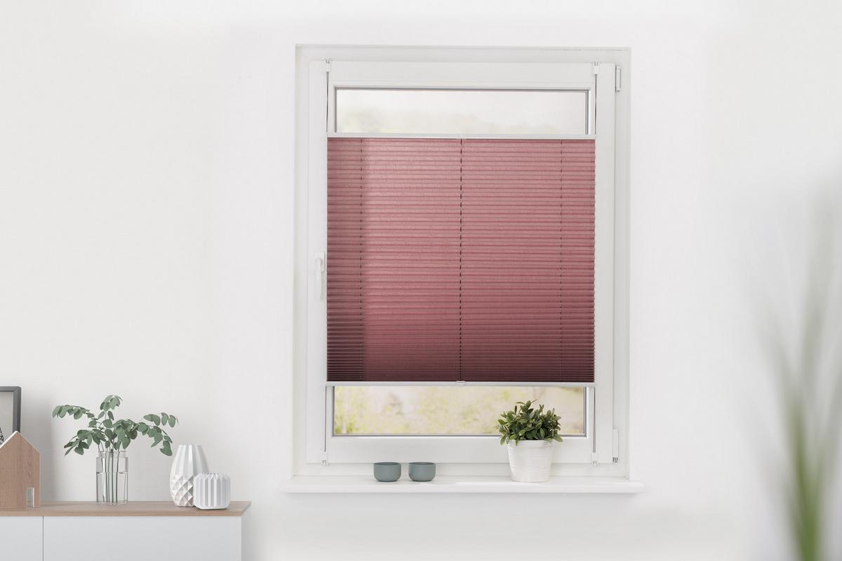 PLISSEE KLEMMFIX, OHNE BOHREN, VERSPANNT Altrosa, 130 cm, 80, 130 - Altrosa, Textil (80/130cm) - Lichtblick Original