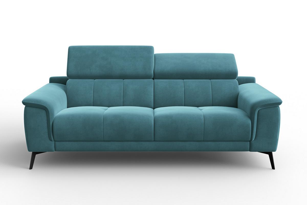SOFA FIERO 3-Sitzer, Minter Veloursstoff - Schwarz/Mintgrün, Holz/Textil (212/82/103cm) - Courtois Laville