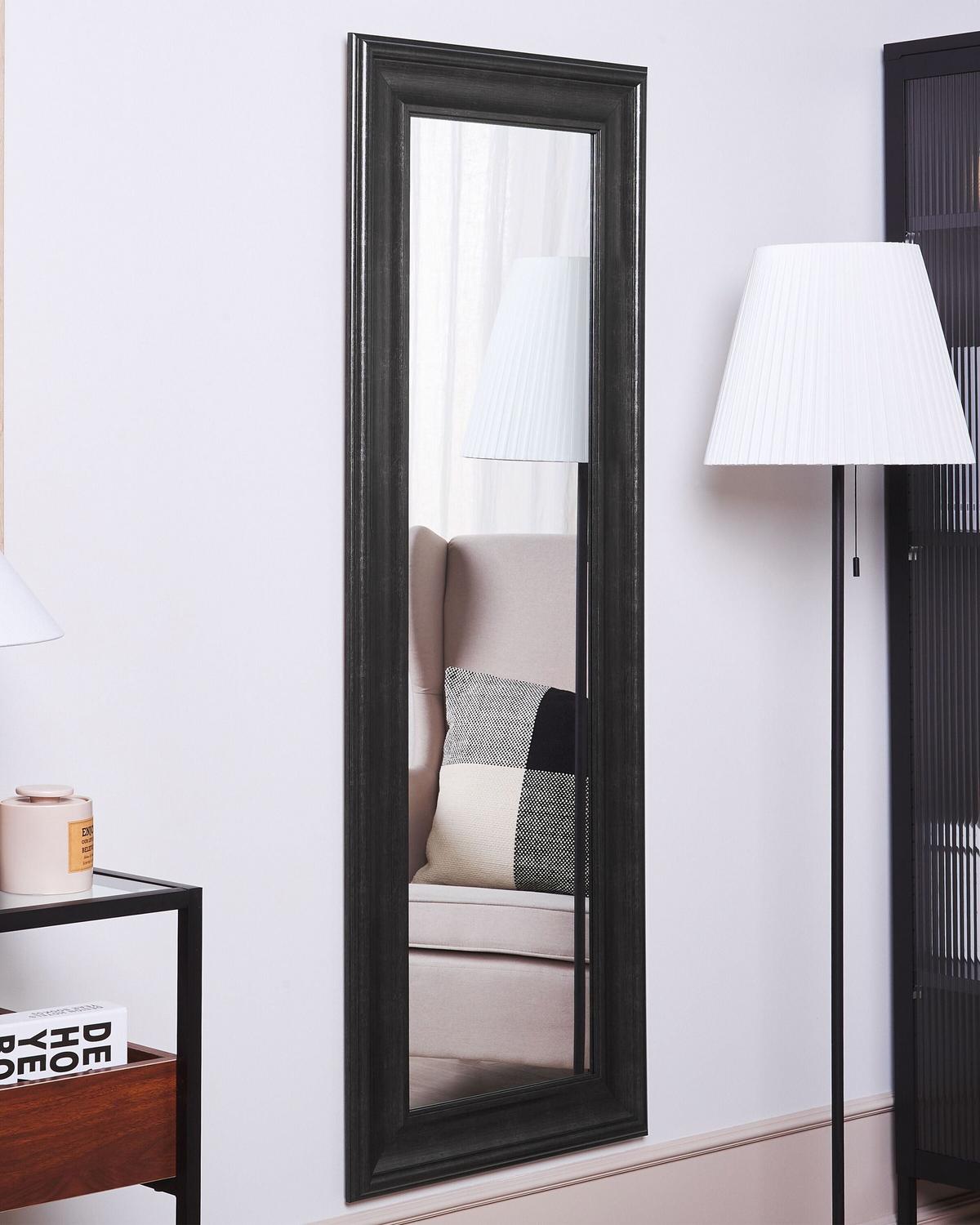 WANDSPIEGEL Schwarz rechteckig 51/141 cm Lunel - Schwarz, Kunststoff (51/141/3cm) - Beliani