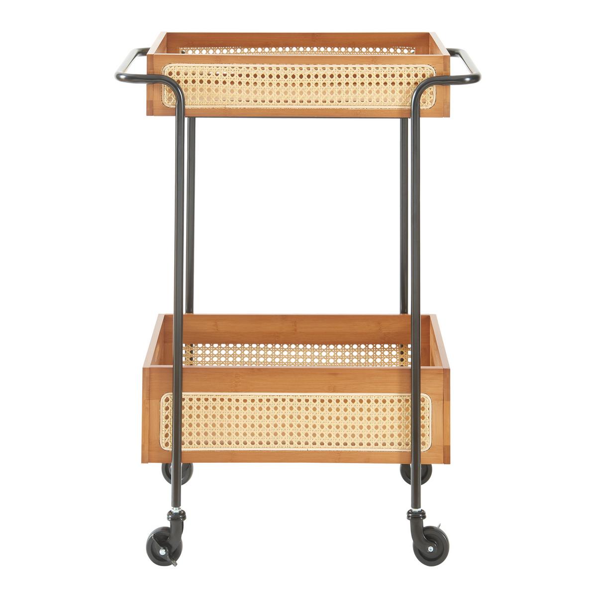 SERVIERWAGEN Tervola - Schwarz/Naturfarben, Holz/Metall (61/80.5/39cm) - [en.casa]