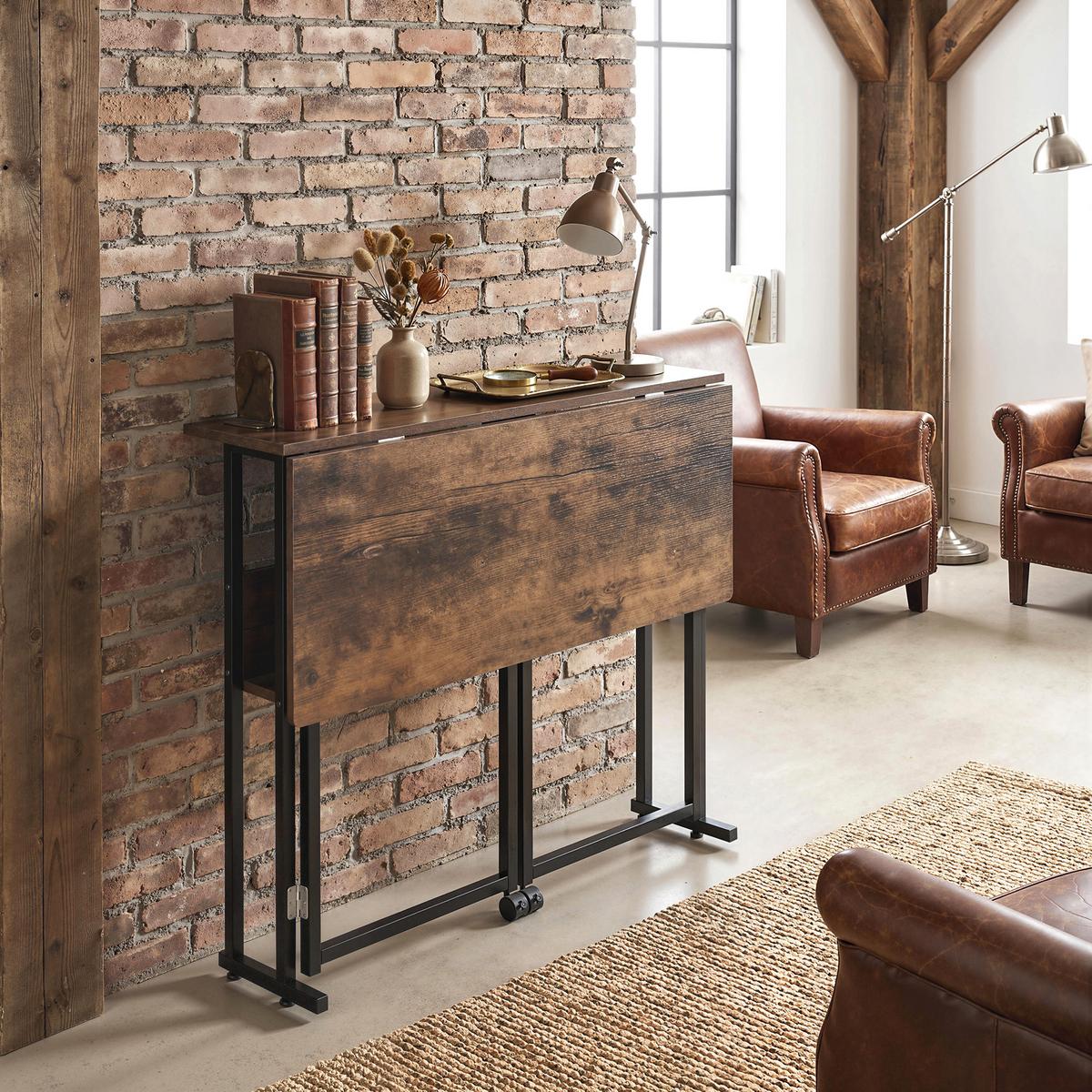 KLAPPBARER-SCHREIBTISCH Spanplatte Metall Rustikales-Braun - Braun, Holzwerkstoff (80/58/75cm) - HOMCOM