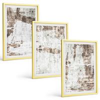 BILDER SET 3er Set - 40x60 cm Goldrahmen - Abstrakte Muster, weiß, braun - Goldfarben, Kunststoff (40/60cm) - TULUP