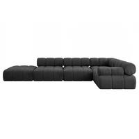 ECKSOFA modulares Sofa Felto-L2 - 380x190x70 cm Schwarz Velours - Schwarz, Holzwerkstoff/Textil (380/190cm) - ALTDECOR