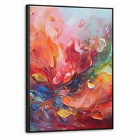 LEINWAND Bilder mit Rahmen - Ölgemälde - Kunst - Abstrakt - Farbenfroh - 70x100 - Altrosa, Textil (70/100cm) - MuchoWow