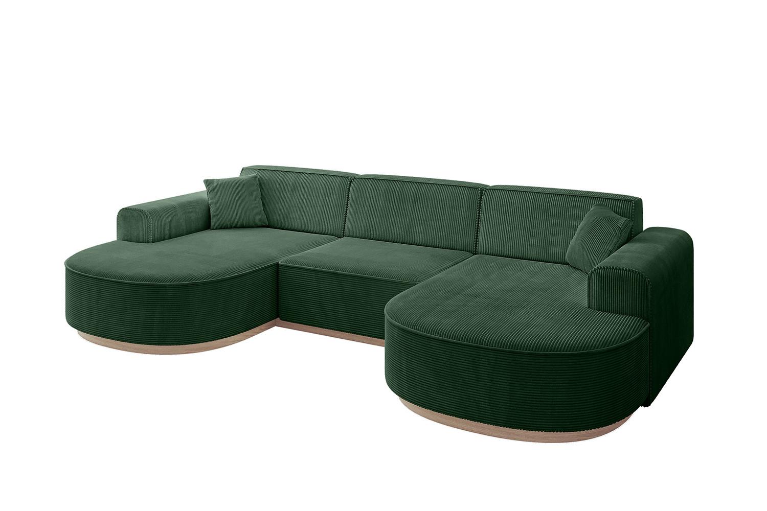 WOHNLANDSCHAFT MARI-U1-v1 - 303x171x83 cm Grün Cord - Grün, Holzwerkstoff/Textil (303/83/171cm) - ALTDECOR
