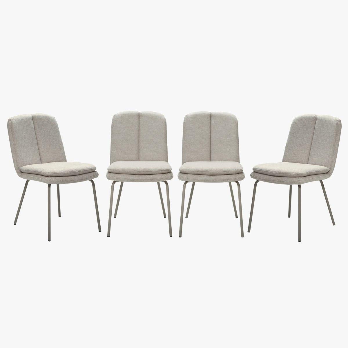 STÜHLE 4er Set aus Stoff Beine aus beige lackiertem Metall 64,5/48/85 cm - Beige, Textil (48/85/76cm) - Calicosy