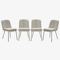 STÜHLE 4er Set aus Stoff Beine aus beige lackiertem Metall 64,5/48/85 cm - Beige, Textil (48/85/76cm) - Calicosy