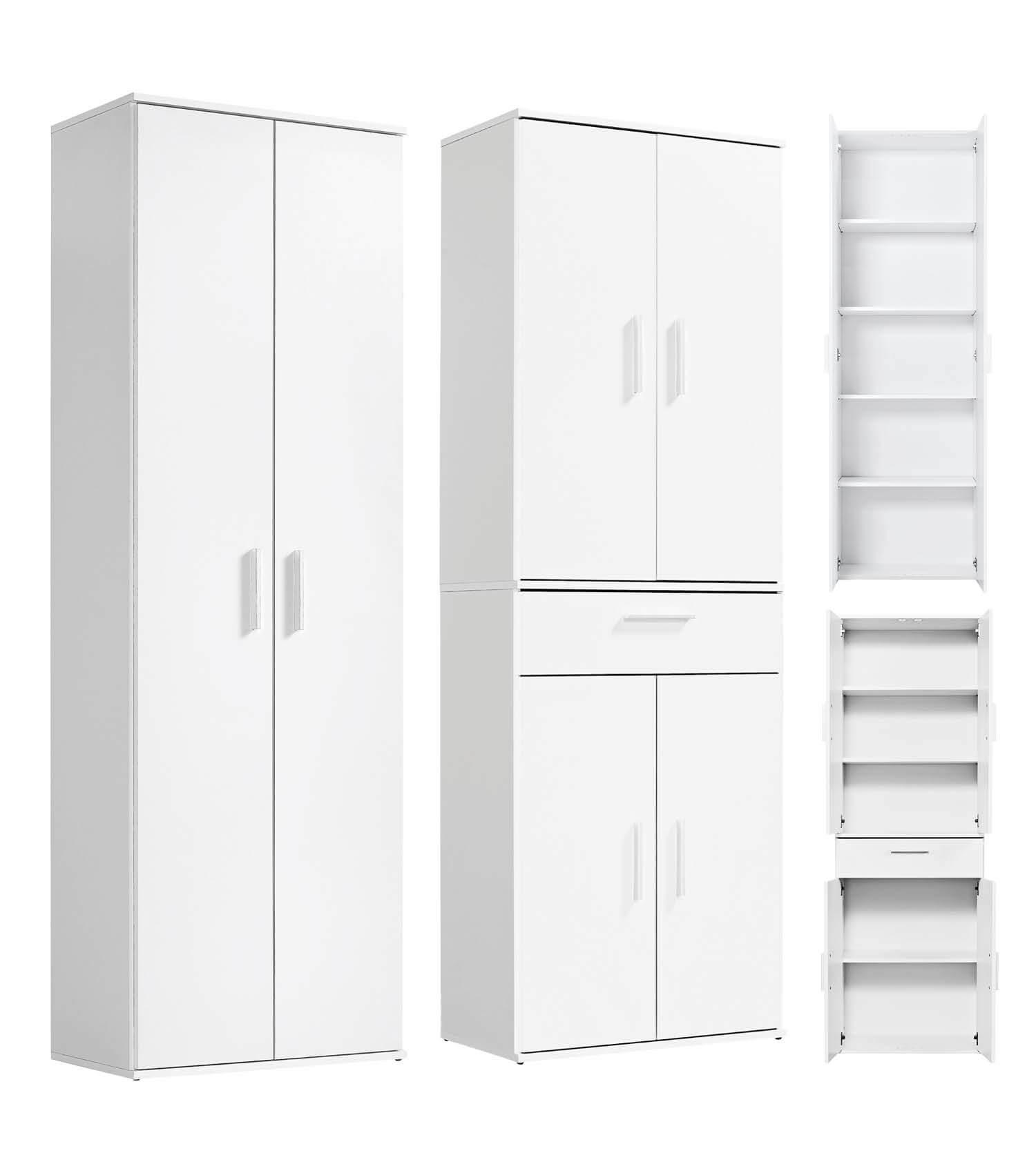 MEHRZWECKSCHRANK SET Der Allzweckwaffe - Silberfarben/Weiß, Holzwerkstoff (60/180/34cm) - Mokebo