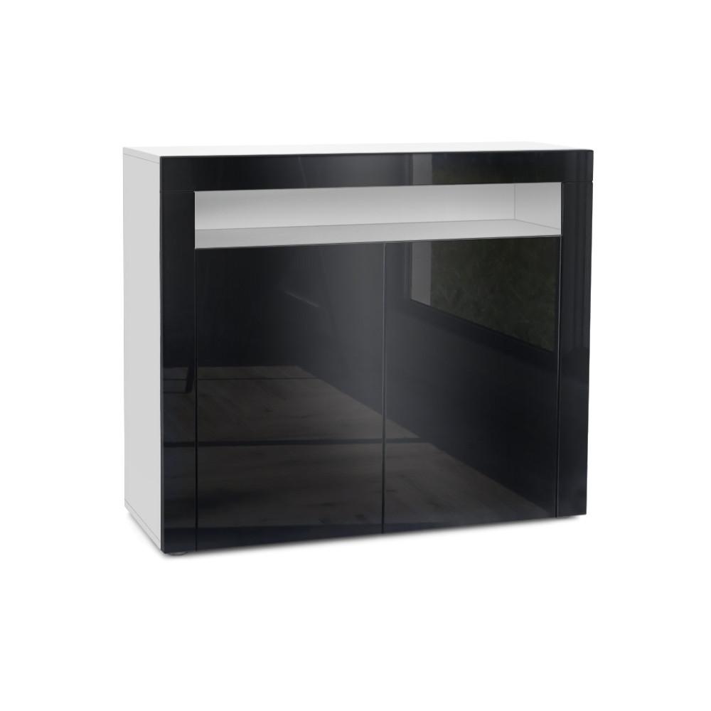 KOMMODE Valencia Schwarz Hochglanz / Schwarz Hochglanz - Schwarz Hochglanz, Holzwerkstoff (108/92/40cm) - Vladon
