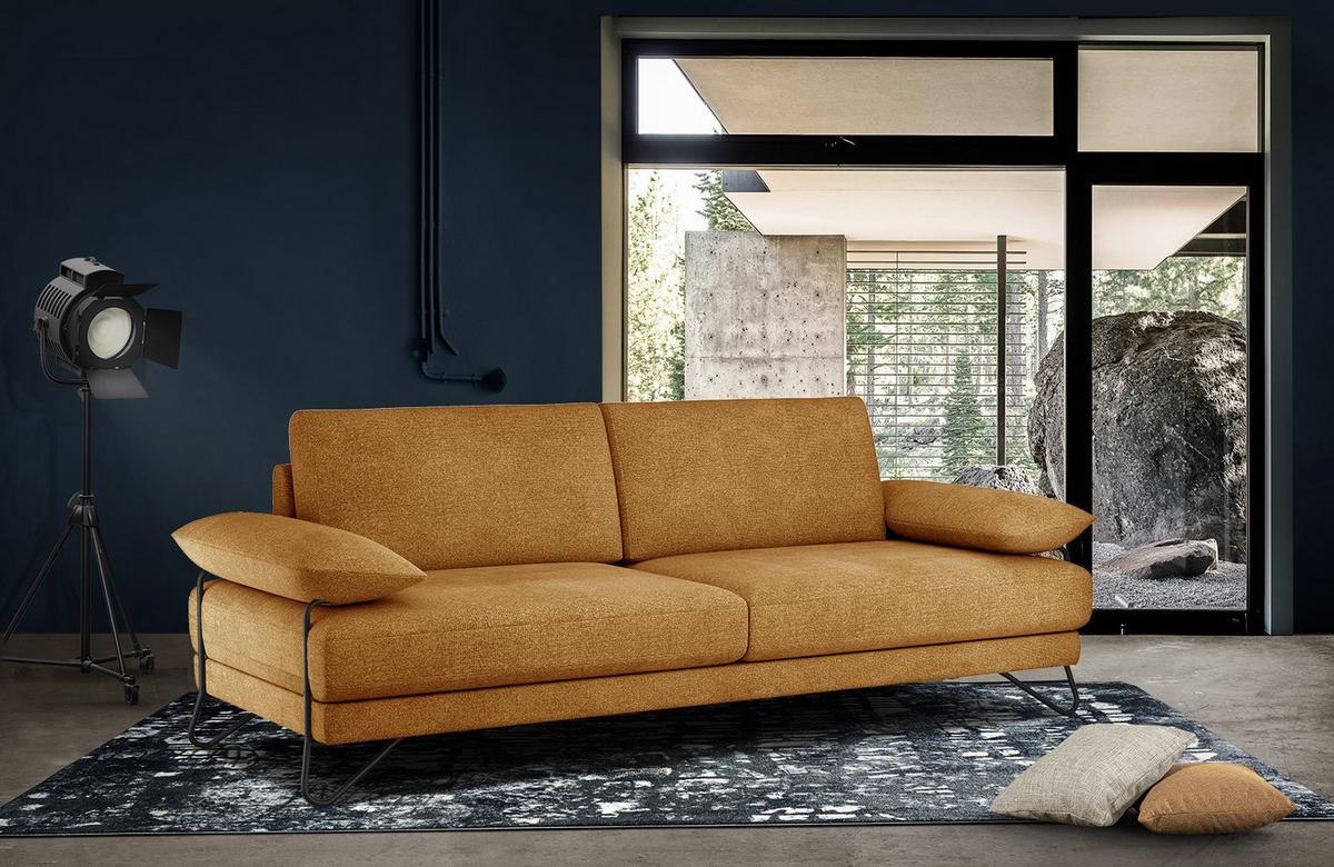 SOFA LORI 3-Sitzer, orange - Schwarz/Orange, Holzwerkstoff/Textil (245/87/96cm) - Wozimo