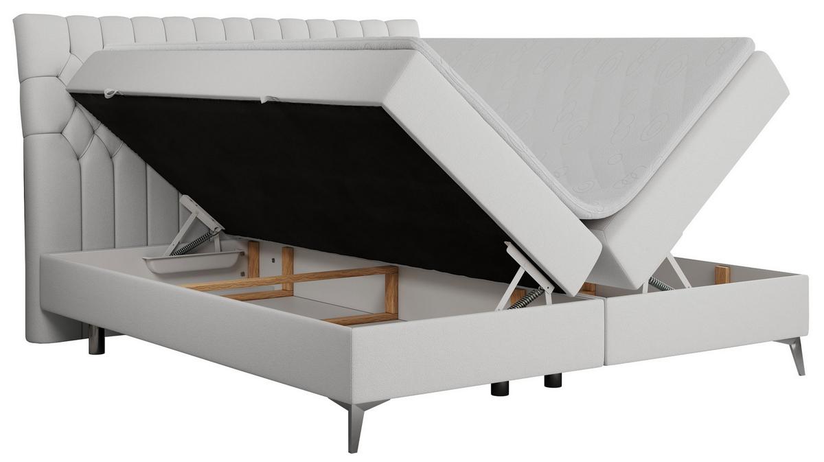 BOXBETT MILEN 200/200 Weiß Kunstleder - H3 - Weiß, Holz/Textil (200/200cm) - MKS