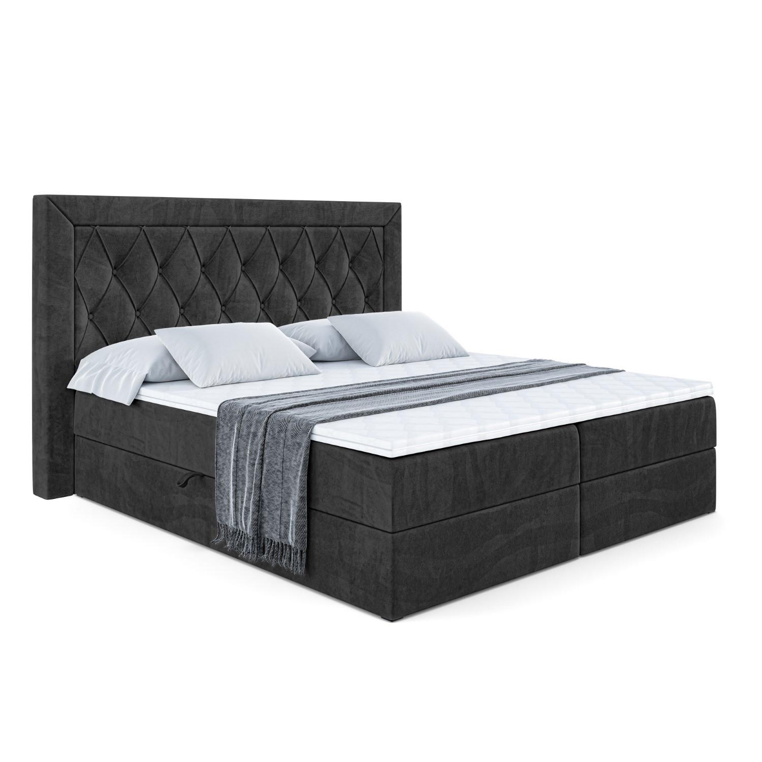 BOXBETT mit H3-Matratze und Lattenrost - NOEL - 140x200 Schwarz - Schwarz, Holzwerkstoff (140/200cm) - ALTDECOR