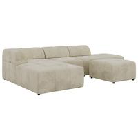 ECKSOFA GRIDA 4M L Beige Velvet - Links - Beige/Schwarz, Kunststoff/Textil (335/176cm) - MKS