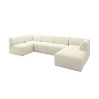 WOHNLANDSCHAFT Ottomane Rechts MOVO-L 345x180x78 cm Beige Bouclé - Hellbraun, Holzwerkstoff/Kunststoff (180/78/345cm) - ALTDECOR
