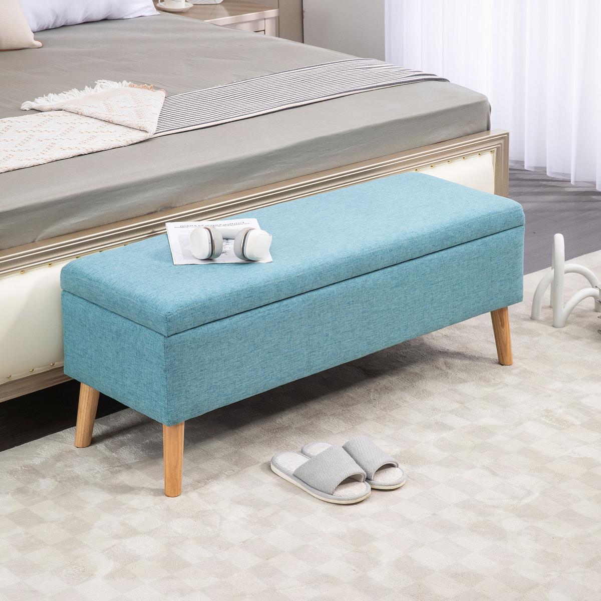 TRUHENBANK scandinavia Polyester Holz Blau - Blau, Kunststoff (39/45/110cm) - HOMCOM