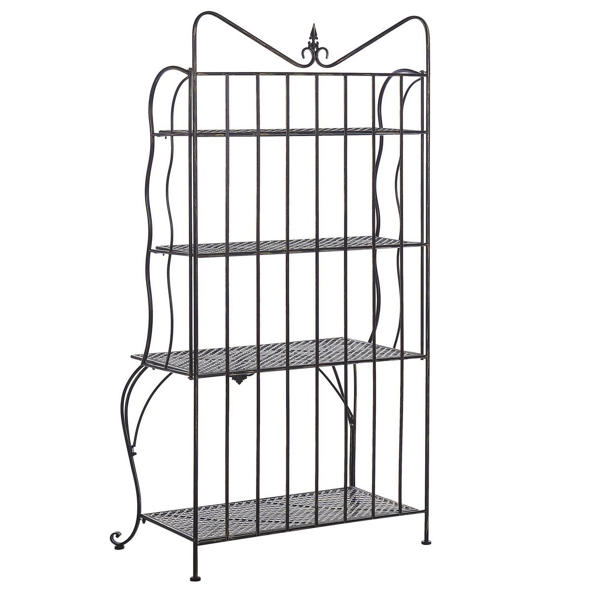 GARTENREGAL schwarz Metall 4 Ablageflächen klappbar Pavona - Schwarz, Metall (94/170/50cm) - Beliani