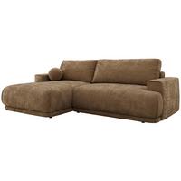 ECKSCHLAFSOFA RINA L Braun Schenille glatt - links - Schwarz/Braun, Kunststoff/Textil (267/170cm) - MKS