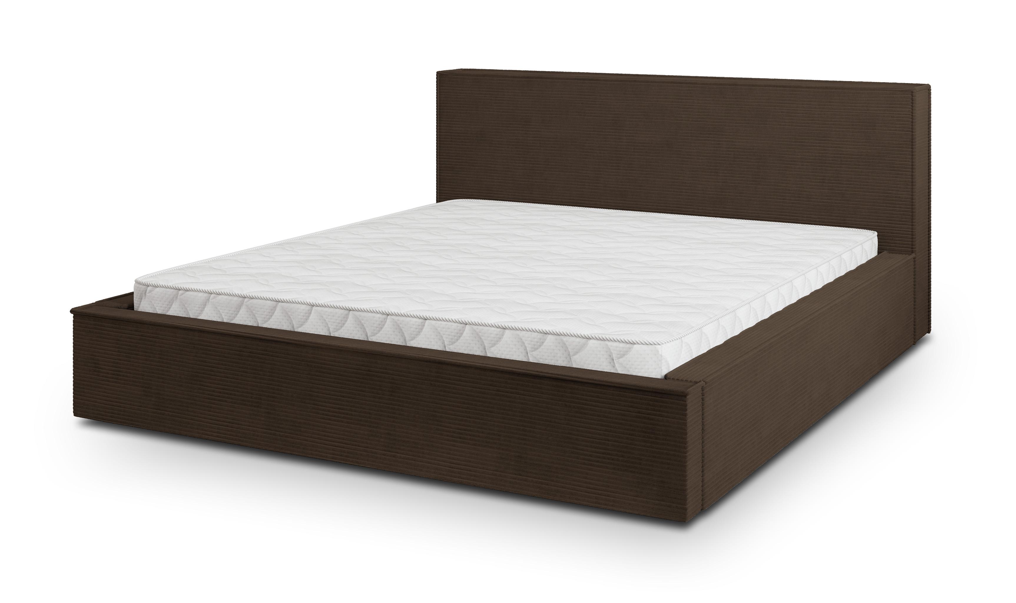 POLSTERBETT CELORA 140x200 cm mit Bettkästen - Braun - Braun, Holz (140/200cm) - MASSENO