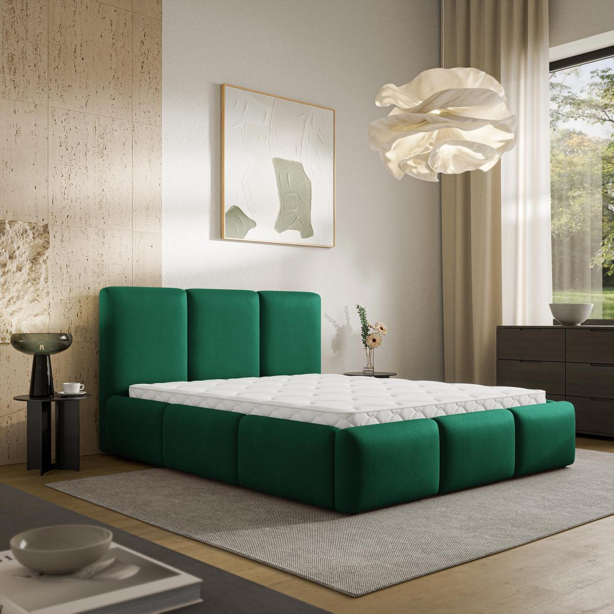 POLSTERBETT ARSIL 120x200 cm mit Bettkästen - Grün - Grün, Holz/Textil (120/200cm) - MASSENO