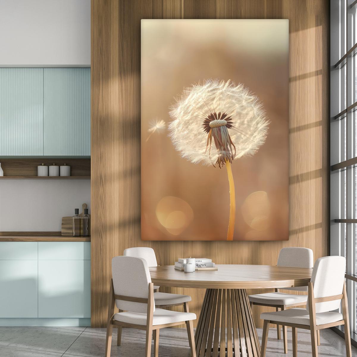 LEINWANDBILD Löwenzahn - Beige - Natur - Blume Deko Groß 90x140 cm - Hellbraun, Textil (90/140cm) - MuchoWow