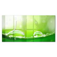 WANDUHR aus Glas 60x30 cm - Wassertropfen - Grün, Glas (60/30/0.4cm) - TULUP