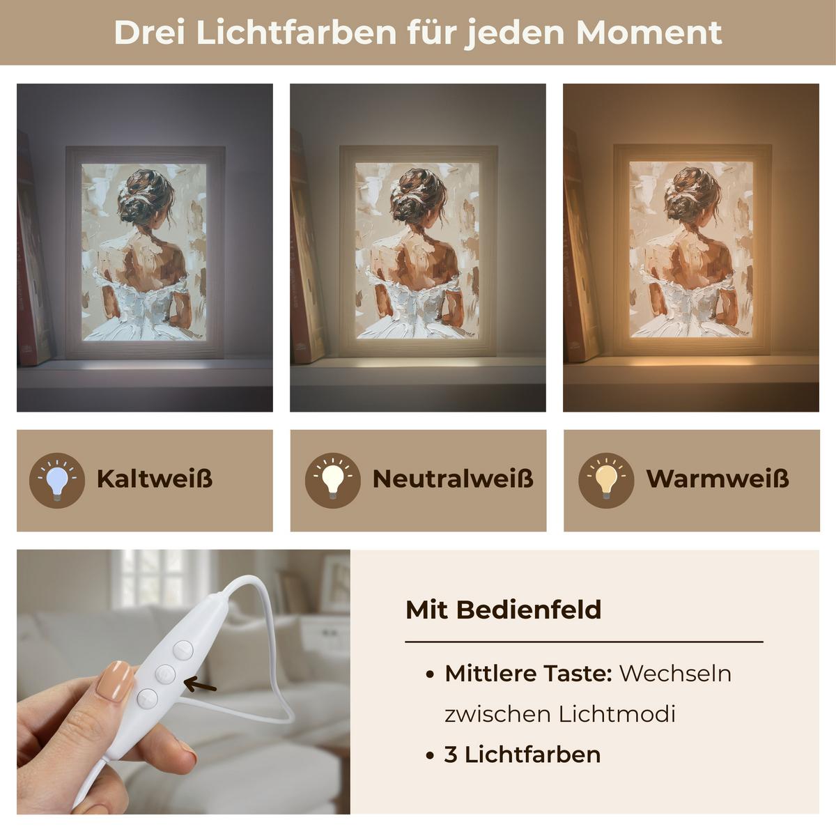 WANDLEUCHTE Frau - Farbe - Abstrakt - Beige - Modern 15x20 cm - Hellbraun, Holzwerkstoff (15/20/8cm) - OnlyWow