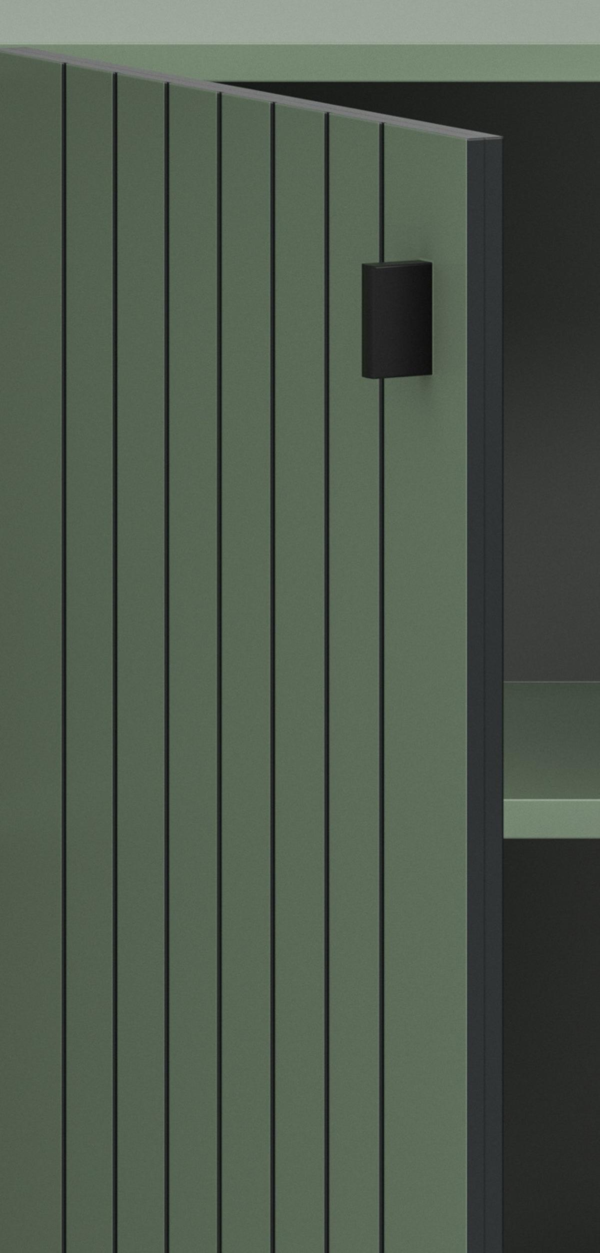 SCHUHSCHRANK grün, Flurschrank 40 x 192 cm, Türanschlag wechselbar - Schwarz/Grün, Holzwerkstoff/Kunststoff (40/192/37cm) - Inn.Furn