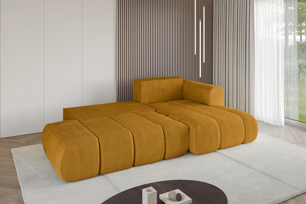 ECKSOFA Ottomane Rechts CLOUD-L 280x185x90 Senfgelb Cord - Currygelb, Holzwerkstoff/Kunststoff (185/280cm) - ALTDECOR