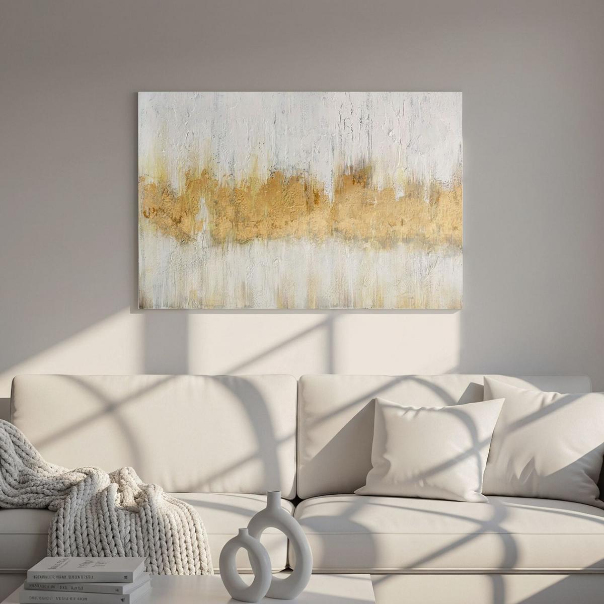 ACRYLBILD HANDGEMALT 90/60 cm - Weiß, Holz/Textil (90/60cm) - KUNSTLOFT