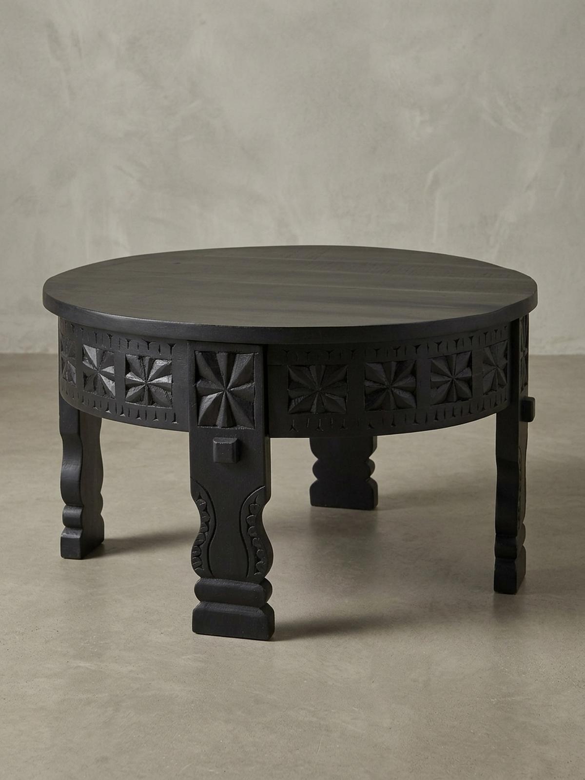 COUCHTISCH Orientalisch in Schwarz, Lackiertes Massivholz, Handgefertigt - Schwarz, Holz (60/60/36cm) - KADIMA DESIGN