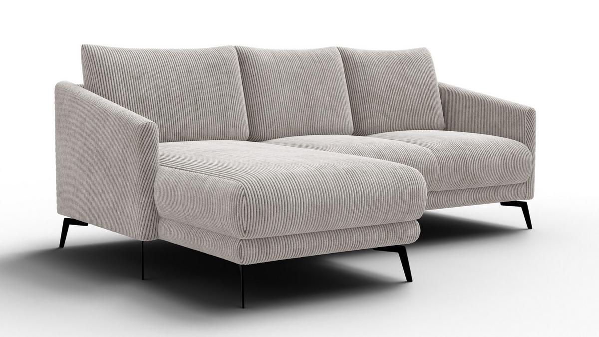 ECKSOFA VILT 3-Sitzer, perlweiß - Schwarz/Weiß, Holzwerkstoff/Textil (221/156cm) - Wozimo