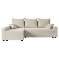 ECKSOFA mit Schlaffunktion und Bettkasten ALESIA-L 231x140x90 cm Beige Velours - Beige/Silberfarben, Holzwerkstoff/Kunststoff (231/140cm) - ALTDECOR