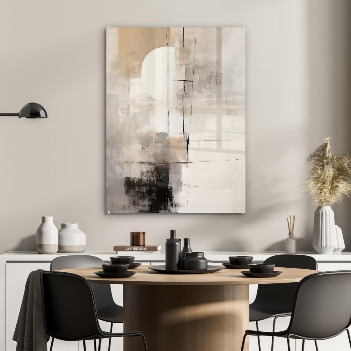ACRYLGLASBILD Abstrakt - Kunst - Grau 60x80 cm - Hellgrau, Glas (60/80cm) - MuchoWow