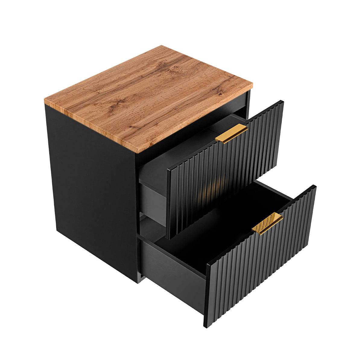 WASCHTISCHUNTERSCHRANK 60.6cm Adriel Schwarz und Holz - Schwarz, Holzwerkstoff (60.6/59/46cm) - Petits-meubles