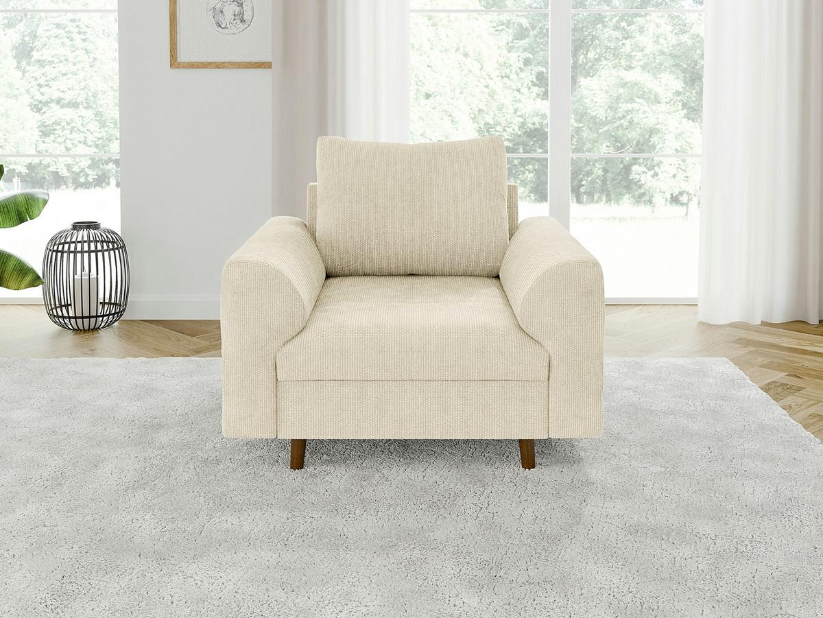 SESSEL Sigurd Beige Chenille - Beige/Braun, Holz/Textil (97/81/93cm) - S-Style Möbel