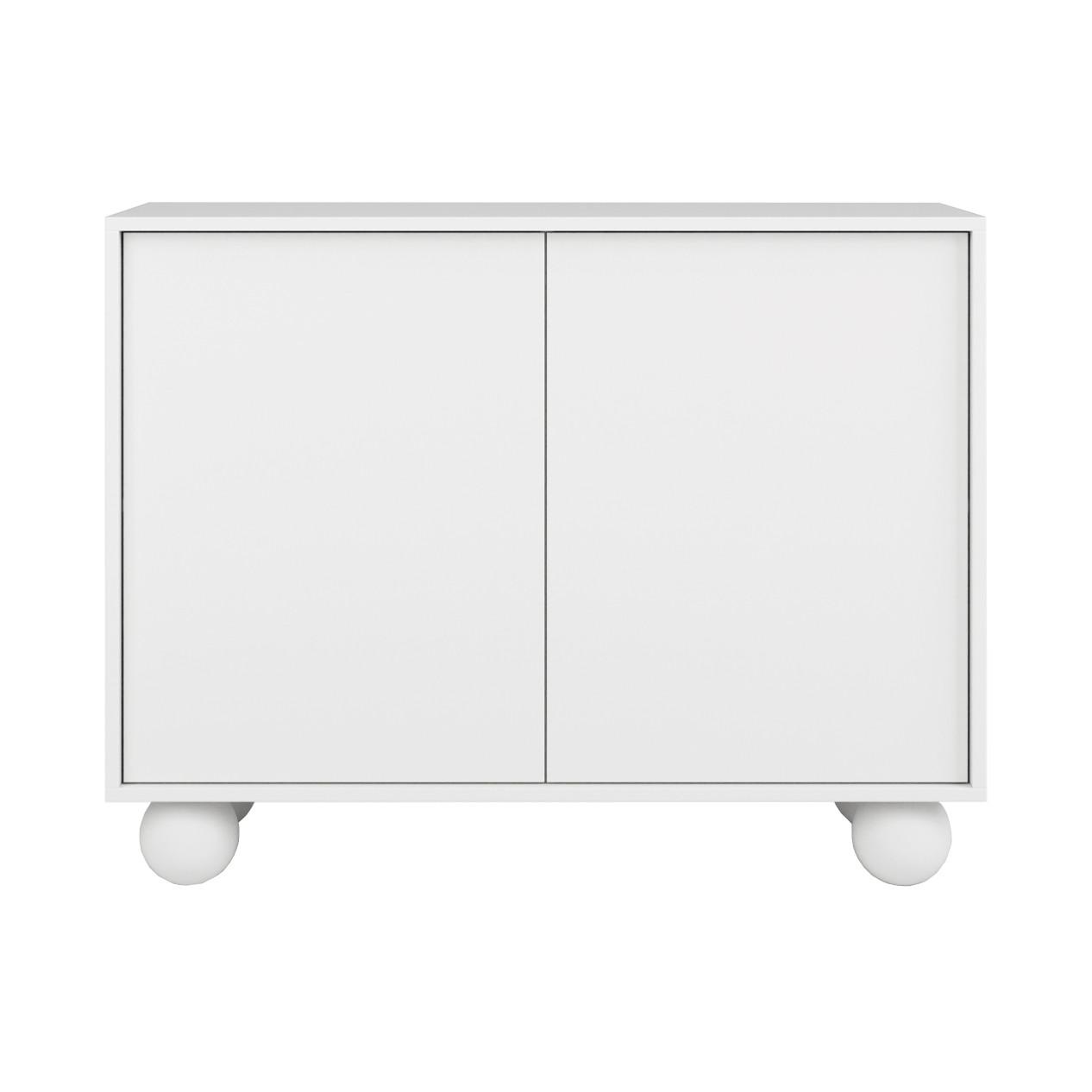 KOMMODE Adel mit 2 Türen und runden Füßen, 104 cm, Griffloss, Weiß - Weiß, Holzwerkstoff (104/81/38cm) - Beautysofa