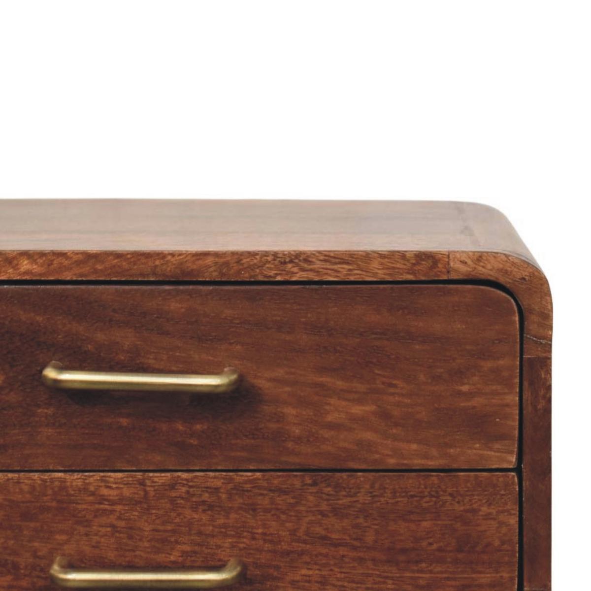 NACHTKASTEN Astor, 2 Schubladen, Dunkelbraun - Rotbraun/Messingfarben, Holz/Metall (45/55/35cm) - Artisan Furniture