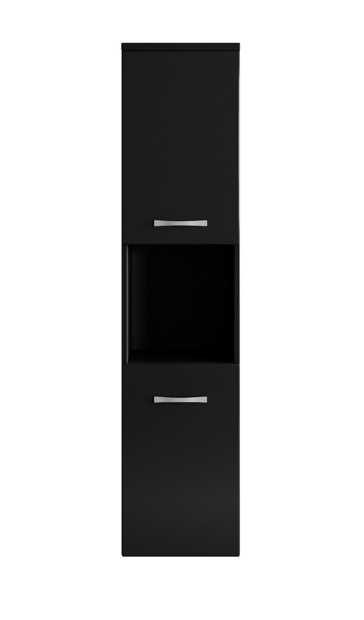 BADEZIMMERSCHRANK Montreal mit 2 Türen Schwarz Hochglanz - 30 x 30 x 130 cm - Schwarz, Holz (30/131/30cm) - Badplaats