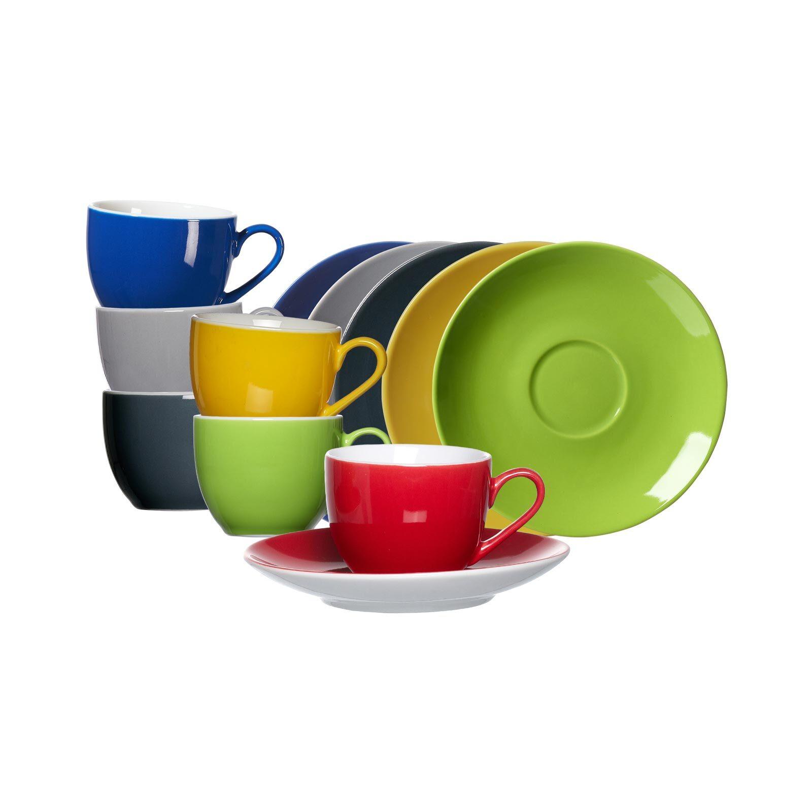ESPRESSOTASSEN MIT UNTERTASSEN Doppio bunt 80 ml 6er Set - Multicolor, Keramik (0.08L) - Ritzenhoff Breker
