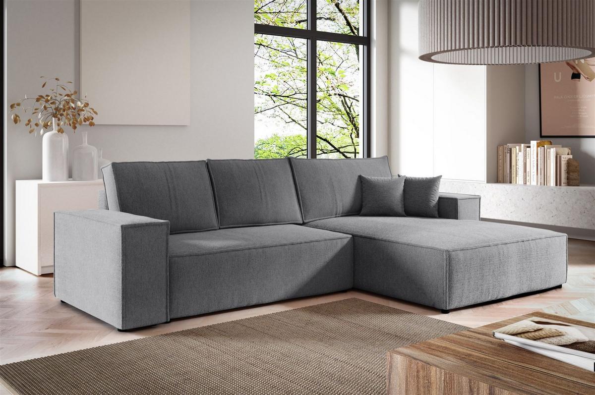 ECKSOFA Corunia In Aragon - Grau, Holzwerkstoff/Textil (294/185cm) - Fun Möbel