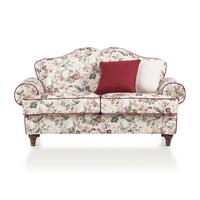 SOFA 2-SITZER creme Landhaus, Blumen Design, Couch 170 cm - Rot/Multicolor, Holz/Textil (110/96/90cm) - Furn.Design