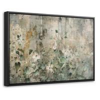 LEINWAND Bilder mit Rahmen - Blumen - Blätter - Abstrakt - Modern - 30x20 - Grau, Textil (30/20cm) - MuchoWow