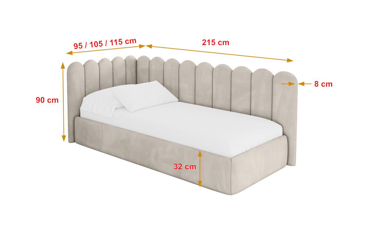 EINZELLBETT Jugendbett mit Bettkasten, Rechts - ARTY 80x200 Beige - Sandfarben, Holzwerkstoff/Textil (80/200cm) - ALTDECOR