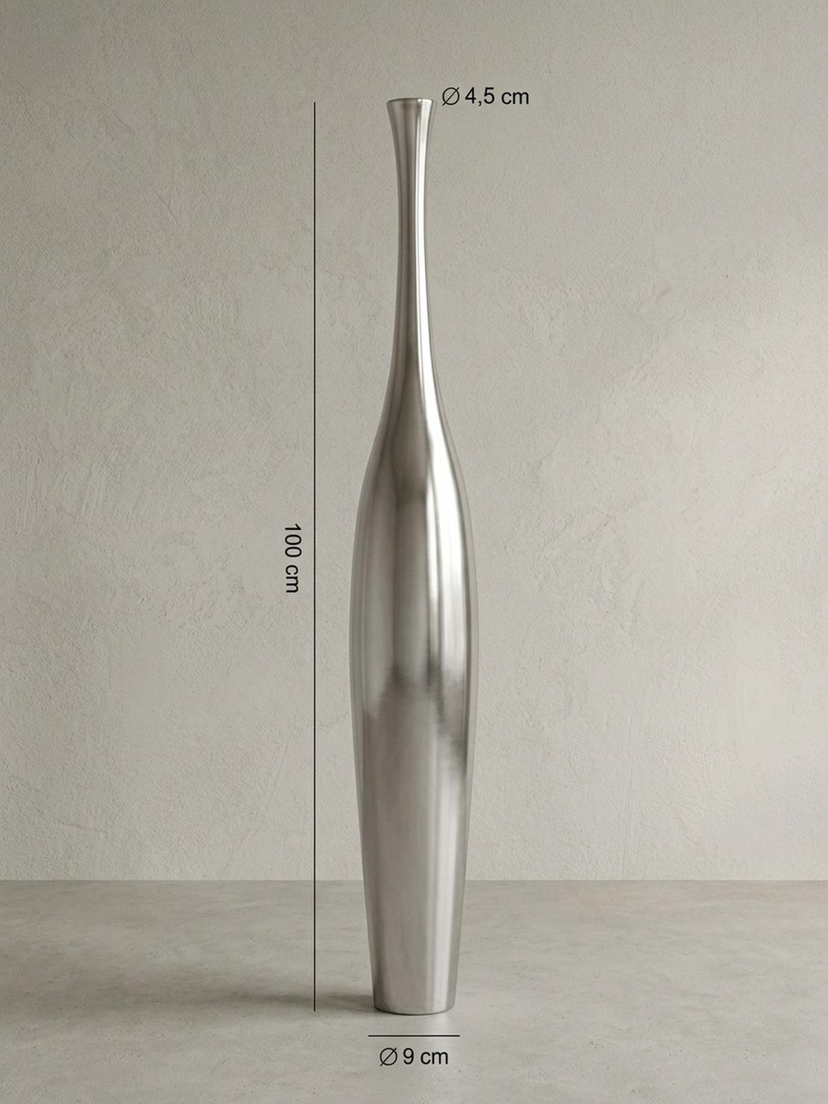 VASE Aluminium Modern Stil Modell BOTTLE S Silber mit einer Öffnung - Silberfarben, Metall (100cm) - KADIMA DESIGN