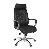 CHEFSESSEL Echtleder mit Multiblockmechanik und Lendenstütze Belastbar bis 120 kg - Silberfarben/Schwarz, Leder (66/128/62cm) - KADIMA DESIGN