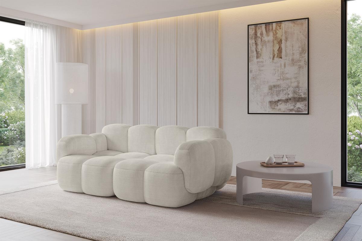 2-SITZER modulares Sofa Miko-S1 214x118x75 cm Creme Cord - Schwarz/Mokka, Holzwerkstoff/Kunststoff (214/75/118cm) - ALTDECOR